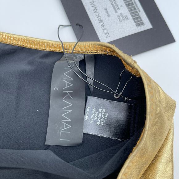 Norma Kamali | NWT Shane Metallic Gold Foil One Piece Bathing Suit Bodysuit S - Picture 10 of 13